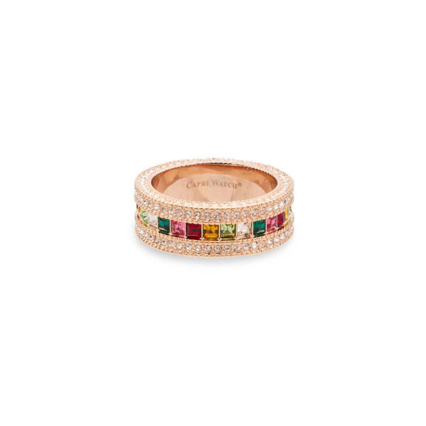 Anello Rainbow All Strass Rose Gold