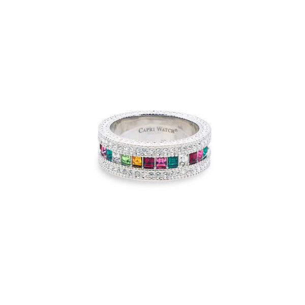 Anello Rainbow All Strass Silver