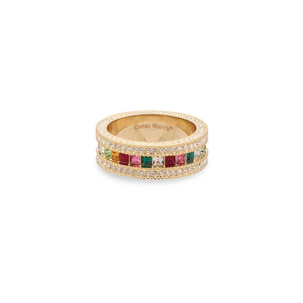 Anello Rainbow All Strass Yellow Gold