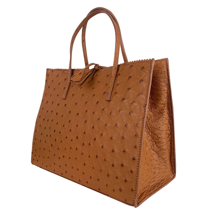 Borsa Alba Large Vero Struzzo Beige - immagine 2