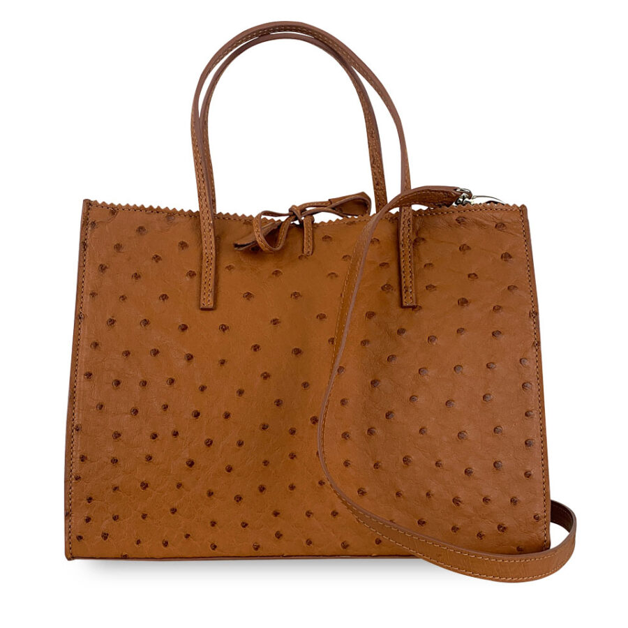 Borsa Alba Large Vero Struzzo Beige - immagine 3