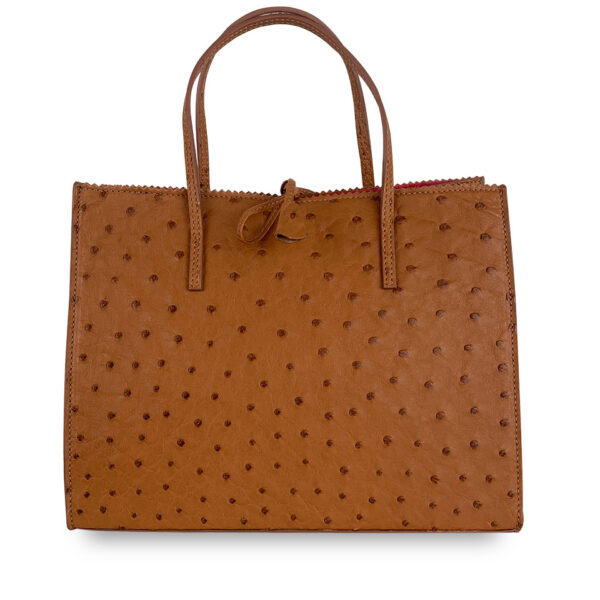 Borsa Alba Large Vero Struzzo Beige