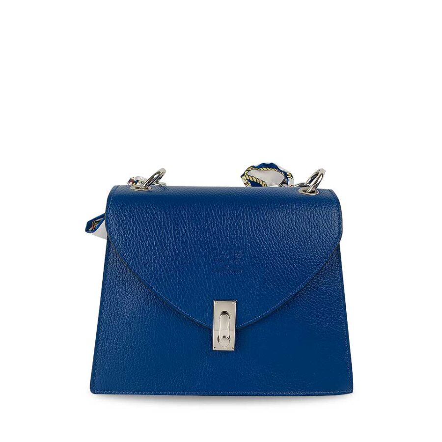 Borsa Blue Royal con catena e foulard