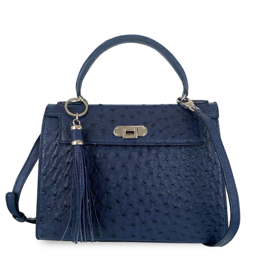 Borsa Rosetta Large 29 Vero Struzzo Blue Navy - immagine 3