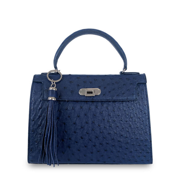 Borsa Rosetta Large 29 Vero Struzzo Blue Navy