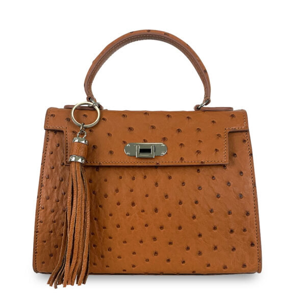 Borsa Rosetta Media 26 Vero Struzzo Beige