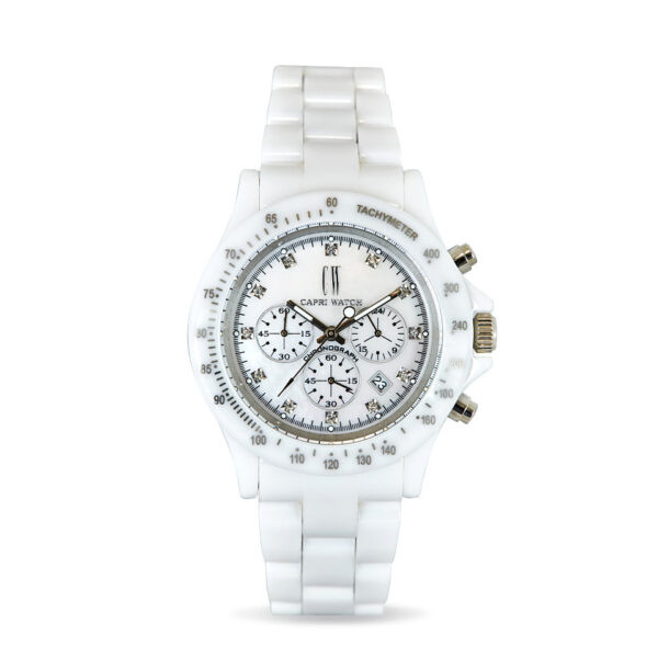 Chrono Ceramic Bianco with Stones
