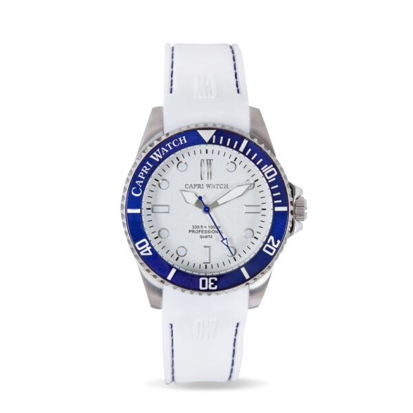 New Sub Bianco-Blu Navy Silicone Strap