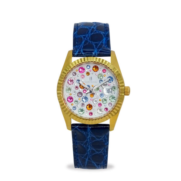 Orologio Eternity 36 Gold Multijoy Crocodile Blue Navy