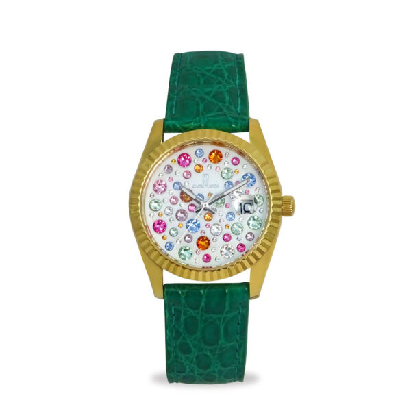 Orologio Eternity 36 Gold Multijoy Crocodile Green