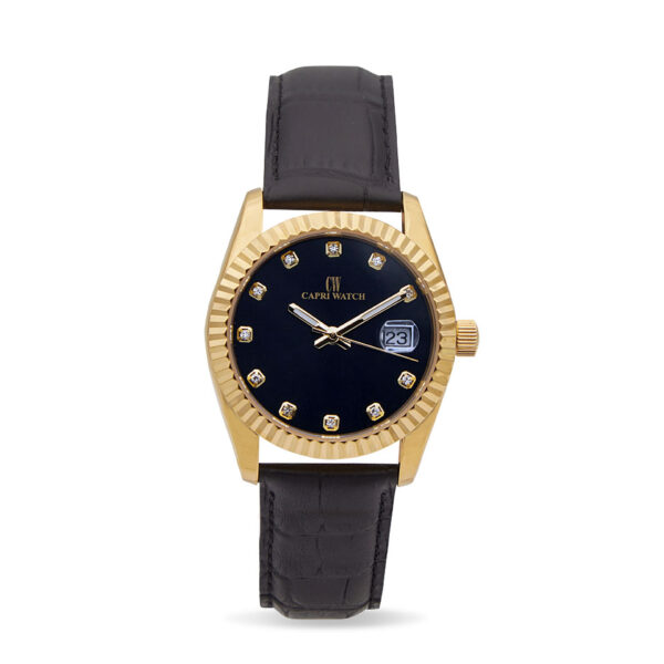 Orologio Eternity Gold Black Leather