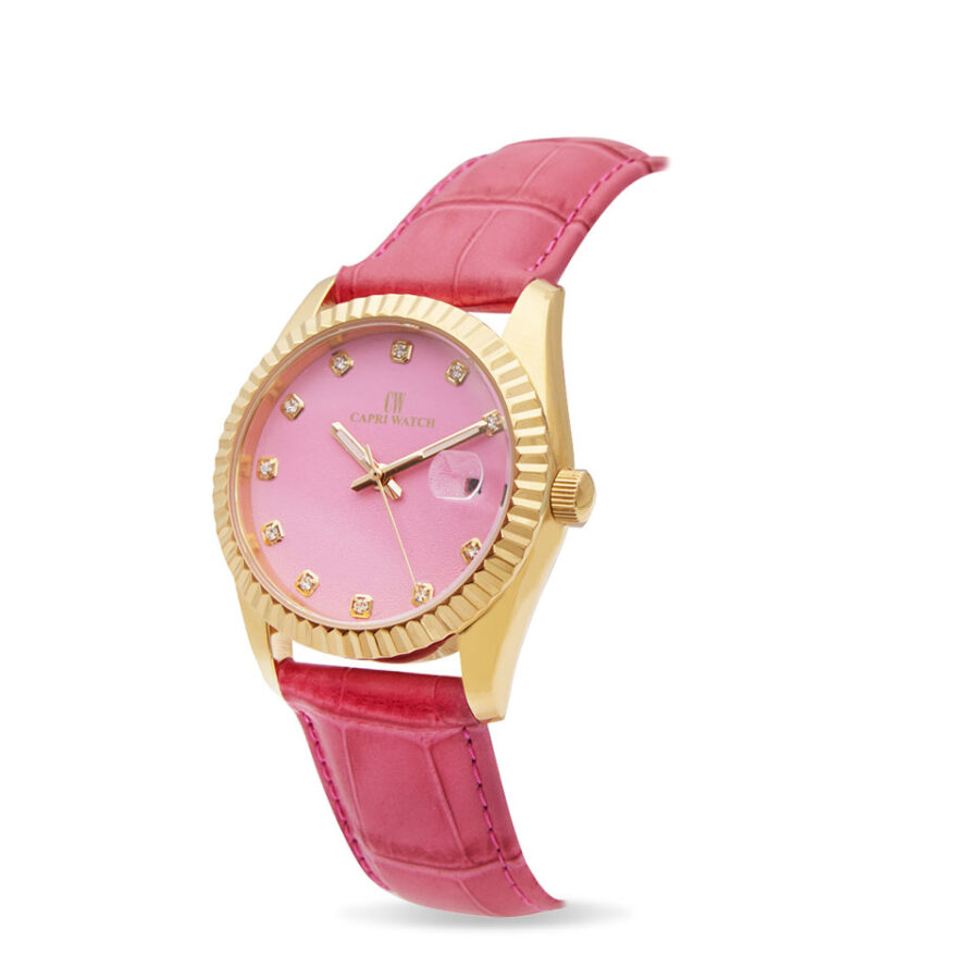 Orologio Eternity 36 Gold Pink Fuchsia Leather - immagine 2