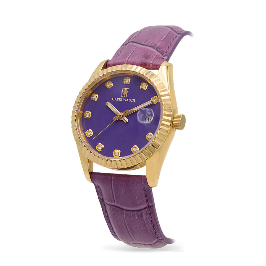 Orologio Eternity 36  Gold Purple Leather - immagine 2