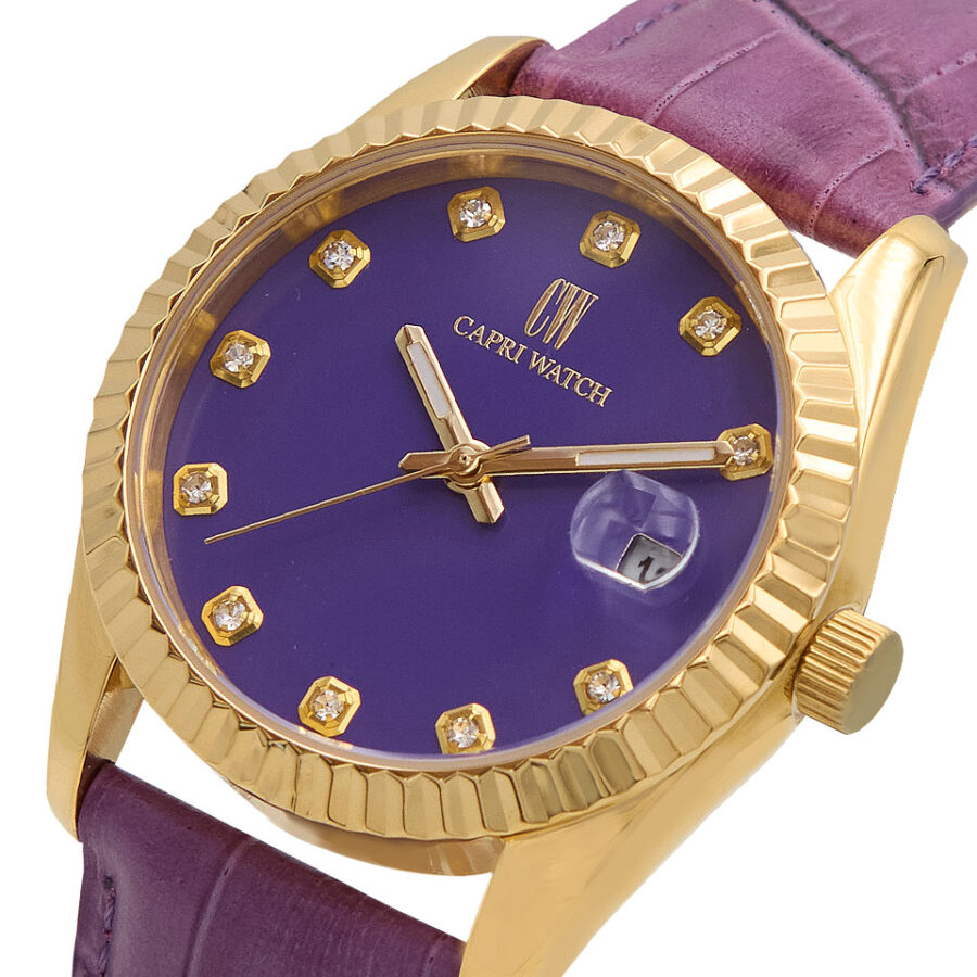 Orologio Eternity 36  Gold Purple Leather - immagine 3