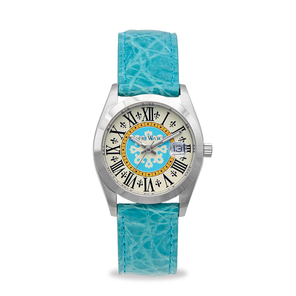 Capri Watch Orologio Glamour First 36 Blue Light Crocodile