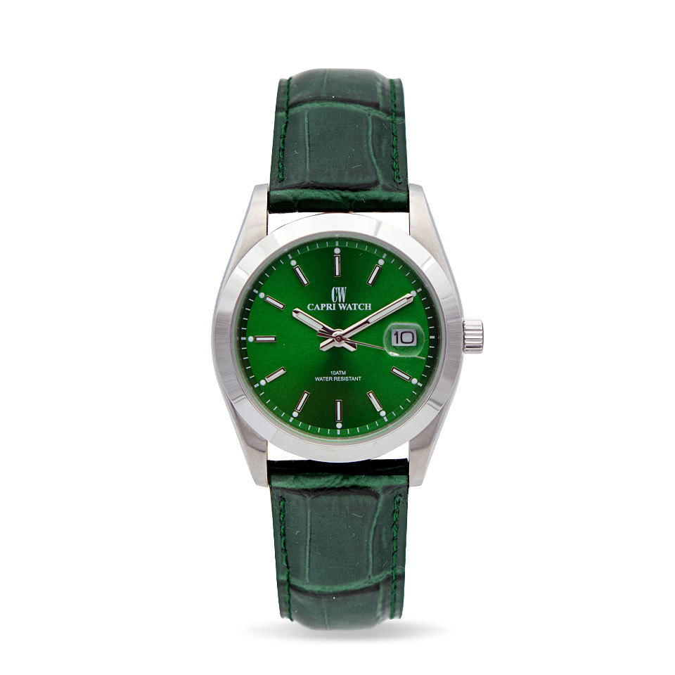 Orologio Glamour Stainless Green Leather