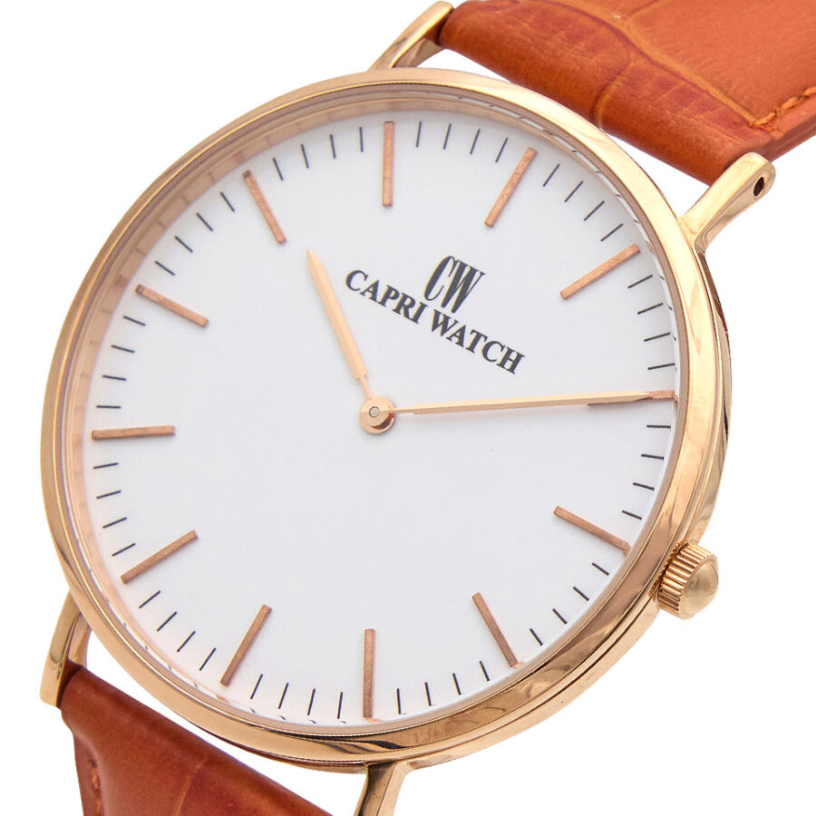Orologio Minimal Rosè 40mm White Orange Leather - immagine 3