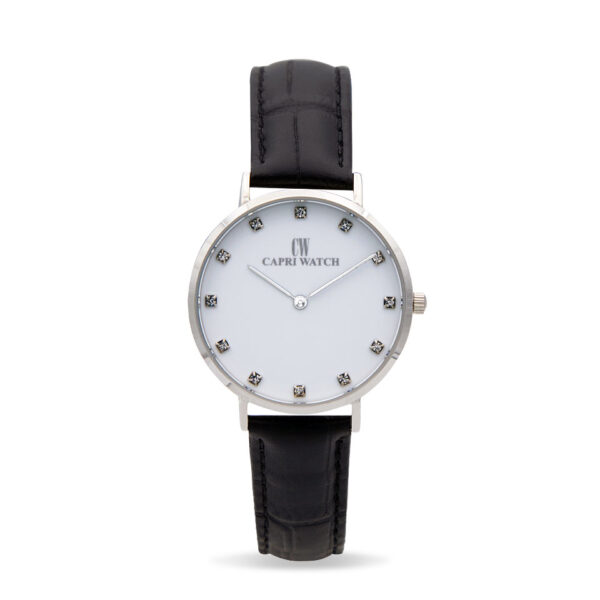 Orologio Minimal  Stainless White Strass Black