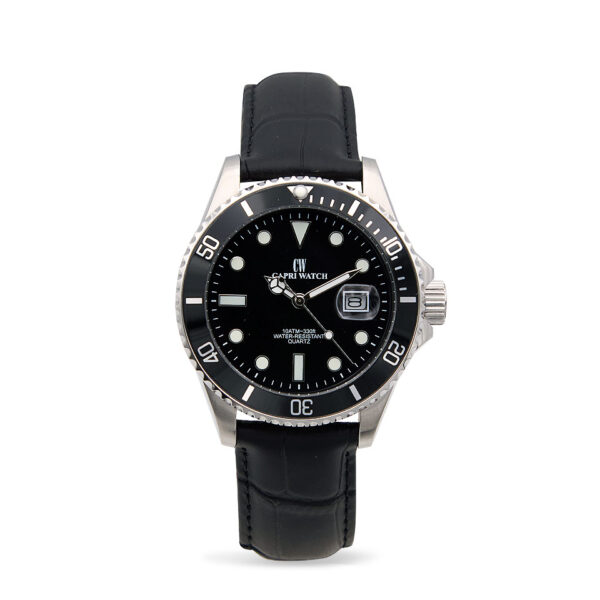 Orologio Sub Capri  Stainless Black Leather