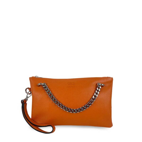 Pochette Arancione con catena