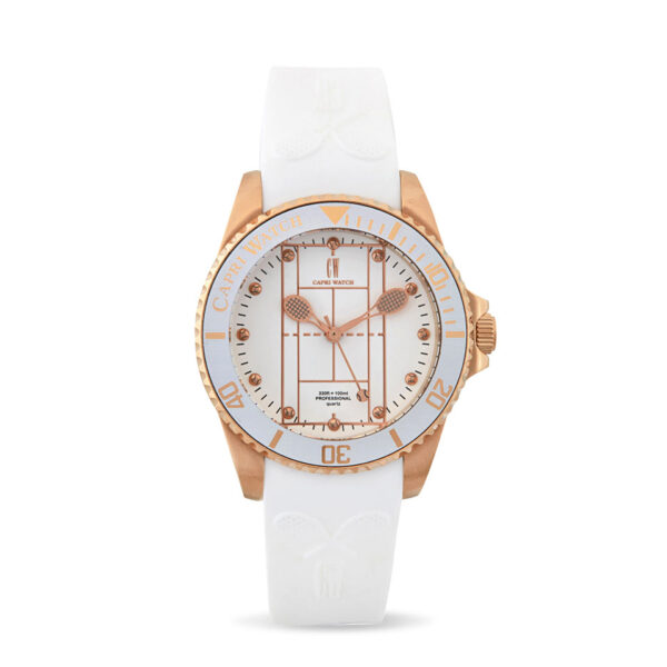 Tennis Rose Gold Bianco Silicone Strap