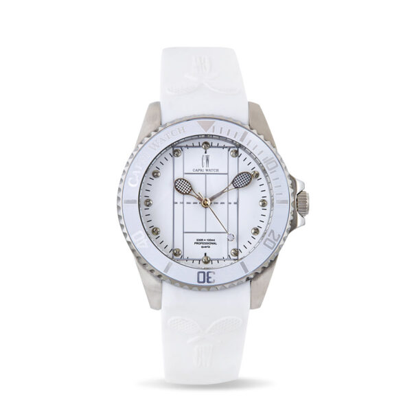 Tennis Stainless Steel Bianco Silicone Strap