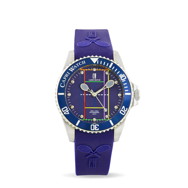 TennisStainless Steel Blu - Color Silicone Strap