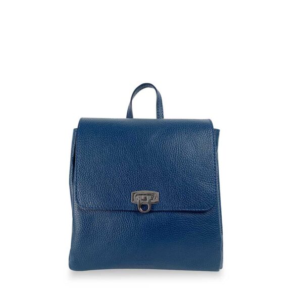 Zaino Blue Navy in pelle con pattina