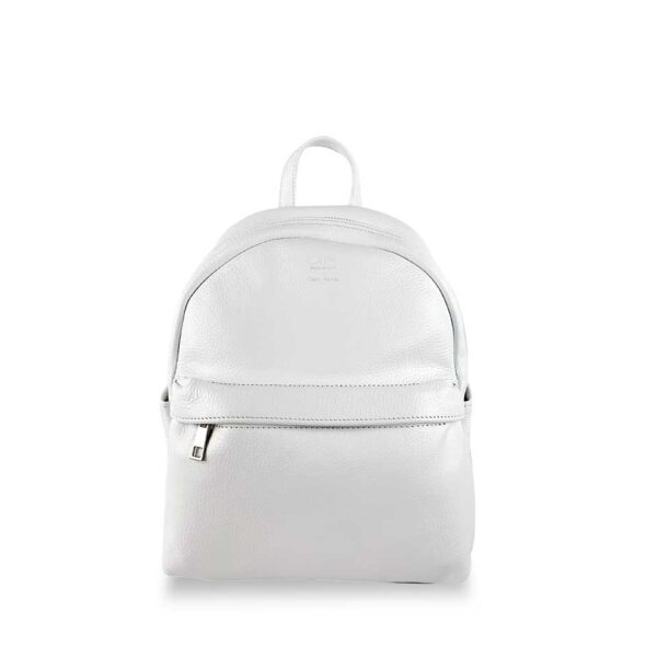 Zaino Bianco in pelle con cerniera