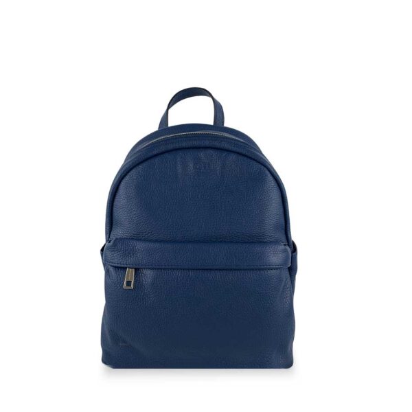 Zaino Blue Navy in pelle con cerniera