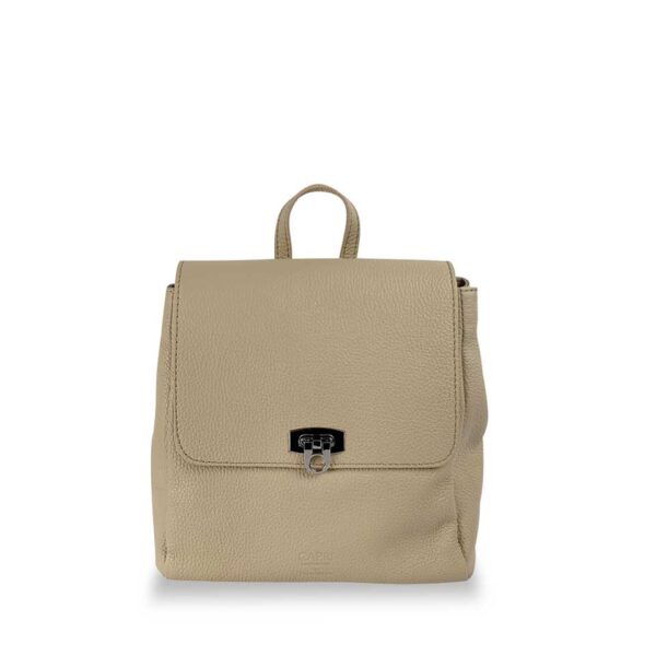 Zaino Beige in pelle con pattina