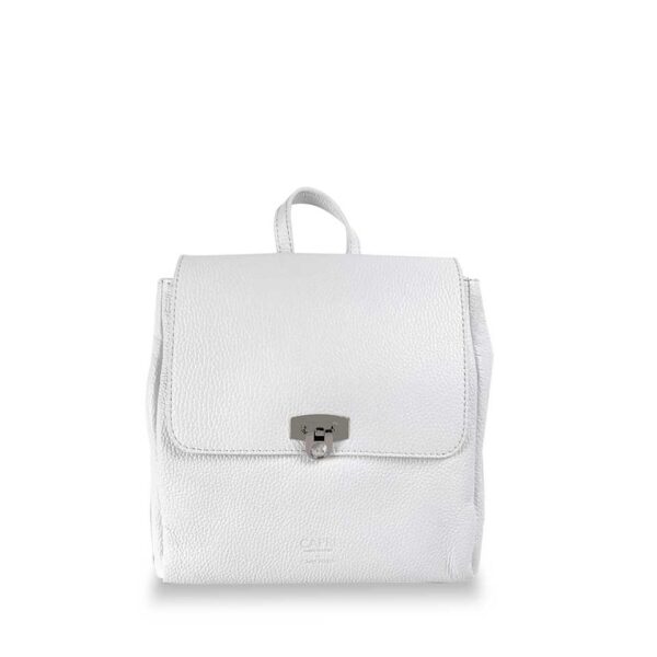 Zaino Bianco in pelle con pattina